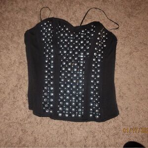 Guess Black Studded Crop Top